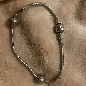 pandora bracelet with 2 clips